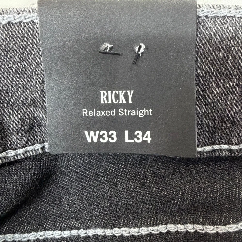 True Religion Ricky Relaxed Straight Men 33 Gray Denim Jeans Acid Wash Y2K Comfy